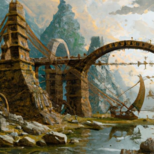 Magic Ancient Bridge in Hyperreal Digital Painting