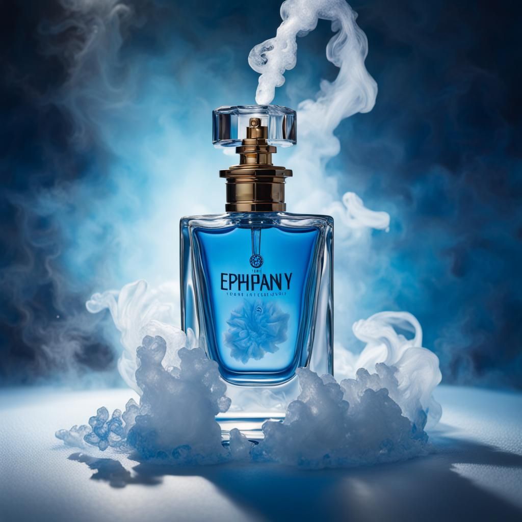 Detailed Perfume Bottle on Dry Ice in Splash Art