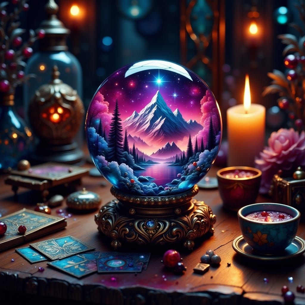 Mystical Crystal Ball on Velvet Table