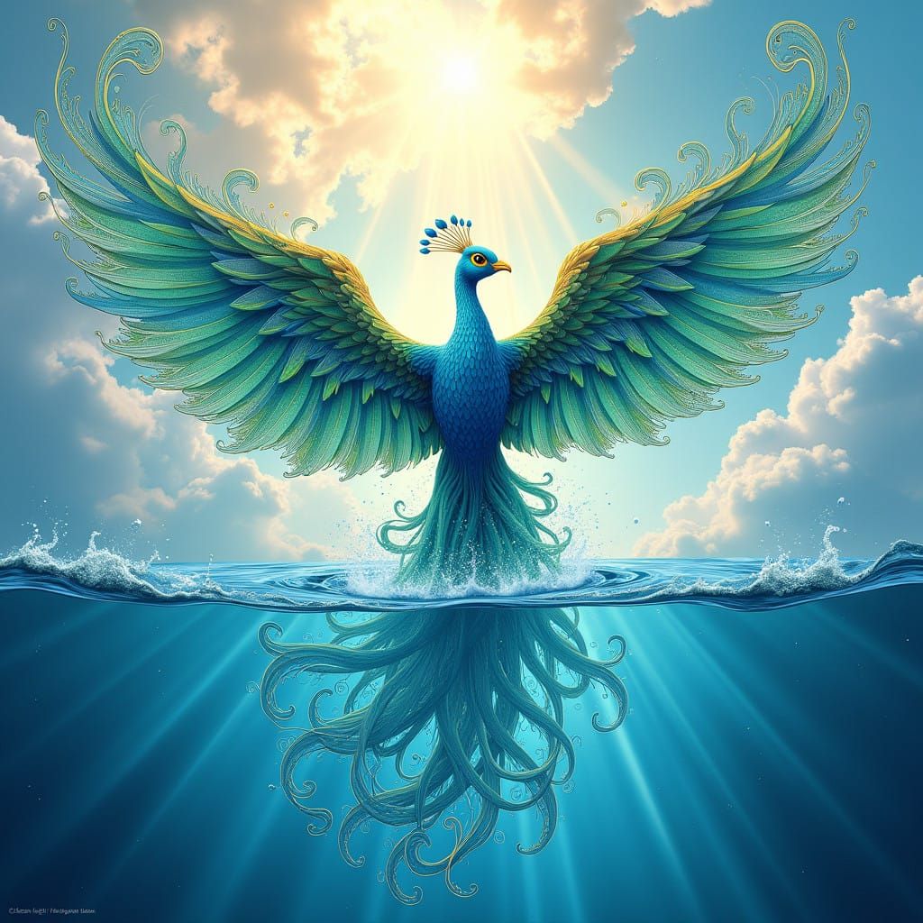 Majestic Phoenix Soars in Whimsical Wonderland