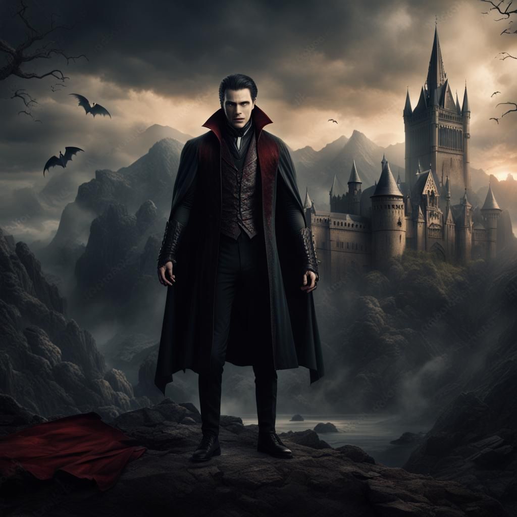 Handsome Young Dracula Vampire in Digital Matte Painting