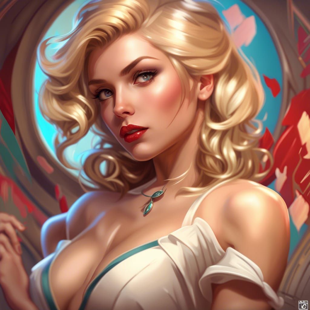 Seductive Pin-Up Model in Vargas Style