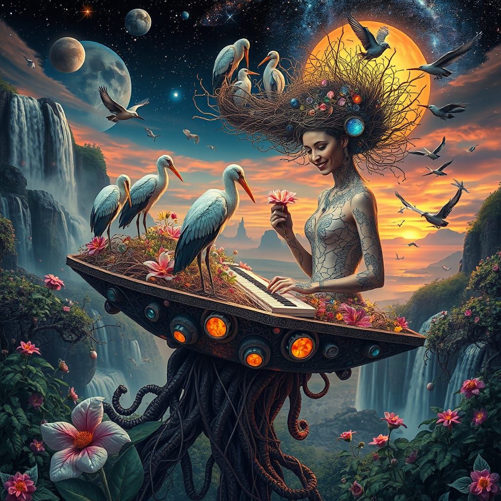 Ethereal Figures Compose Poems in Surrealist Scene