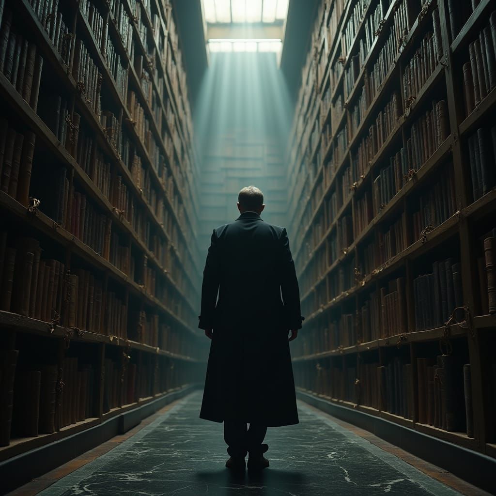 Mysterious Library Trapped in Chains: A Haunting Vision