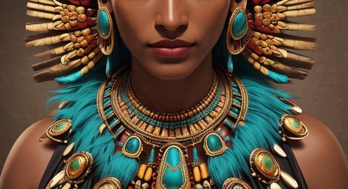 Mochica Tomb Artifact: Woman's Headdress and Jewelry