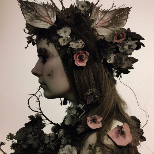 Unseelie Fae with Decaying Flowers