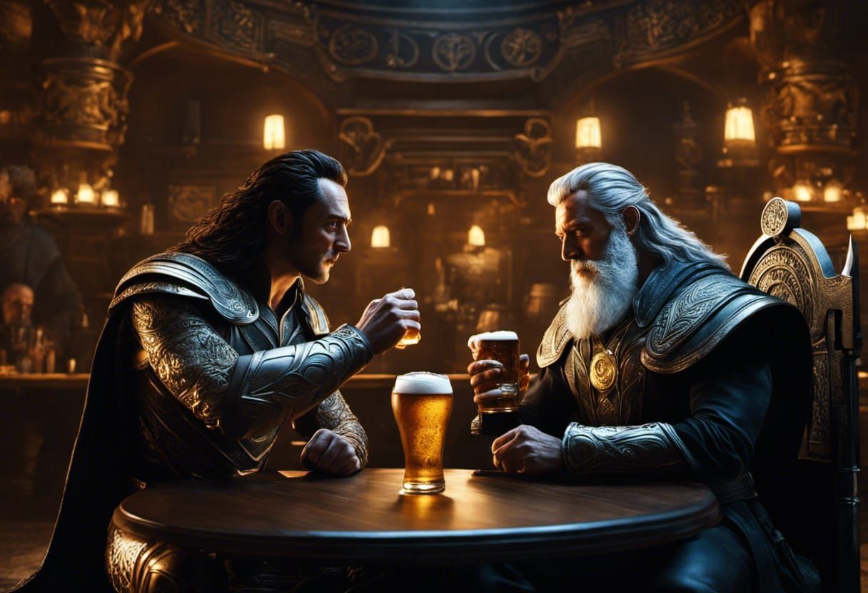 Odin and Loki Drinking