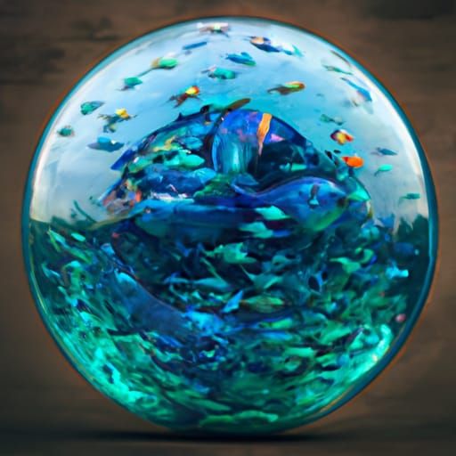 Fish-Filled Water Sphere: Detailed Fantasy Concept Art