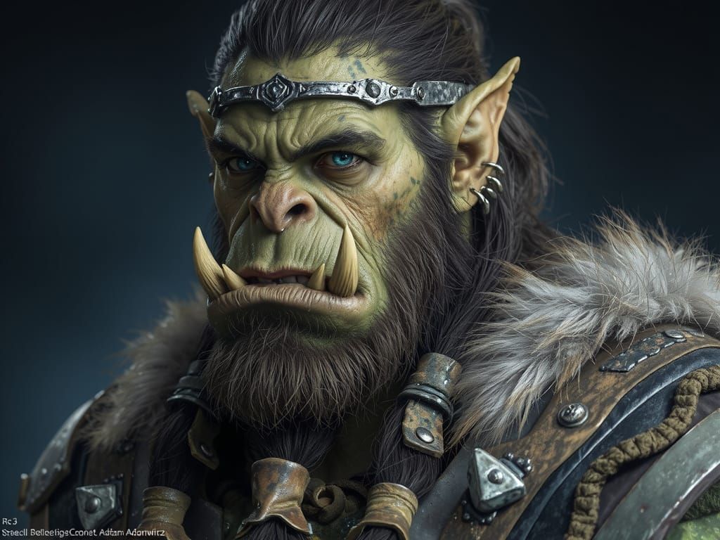 Orc Clan Chief with Captivating Blue Eyes