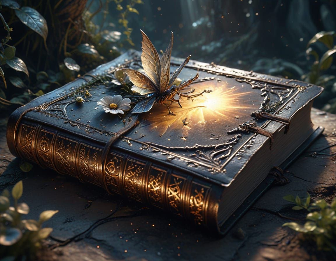 Fantasy Book Portal with Fairies, Digital Art