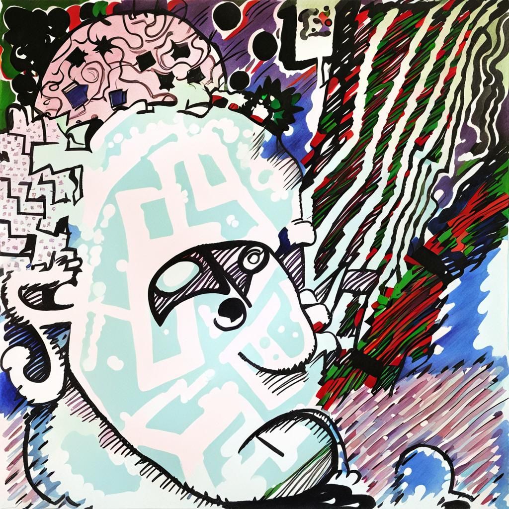 Pop Art Comic Figure Portrait with Abstract Lines