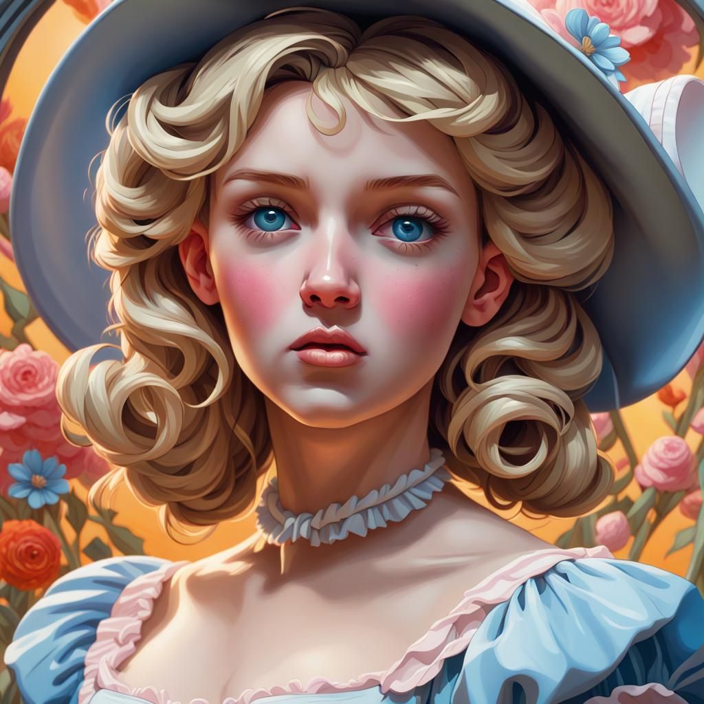 Bo Peep Portrait in Gouache and Watercolor