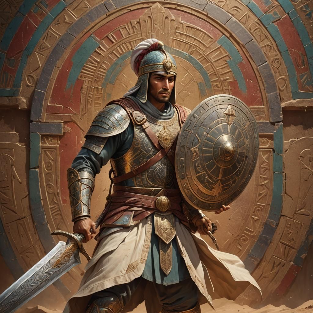 Mamluk Warrior with Sword and Shield: Hyperrealistic Art