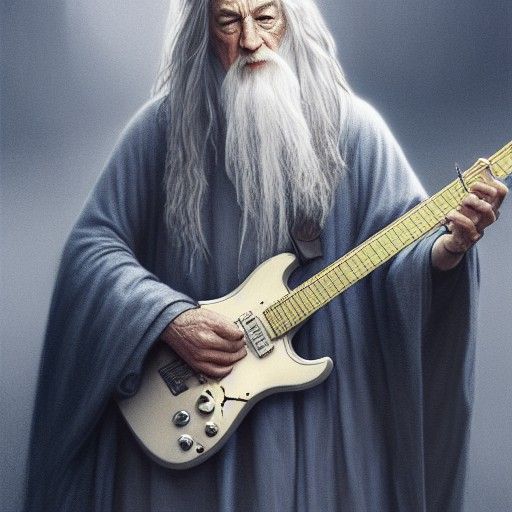 Gandalf Rocks Out at Metal Concert, Digital Art