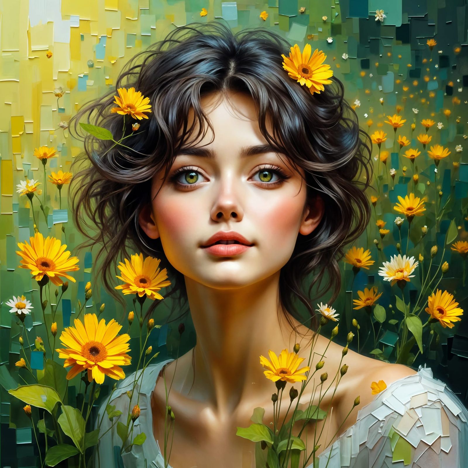 Girl with Kaleidoscope Eyes and Cellophane Flowers