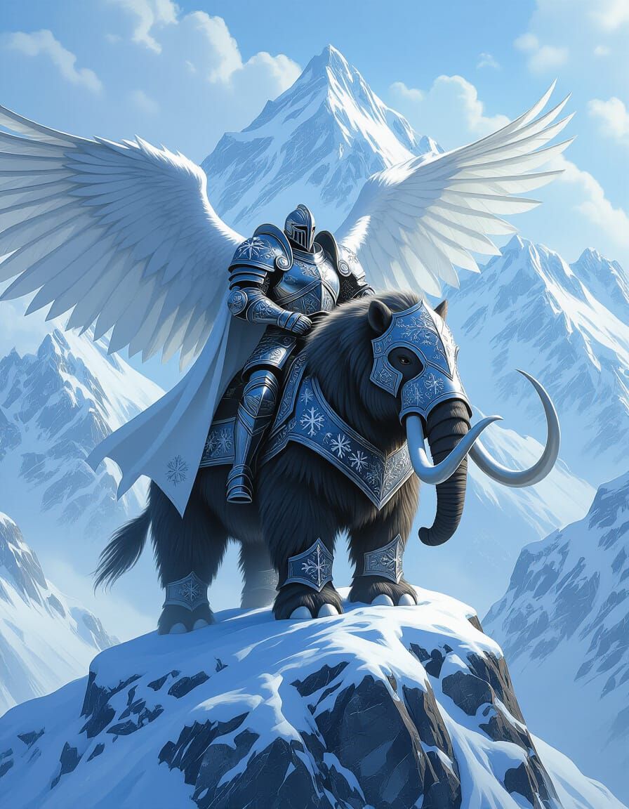 Mammoth Knight Overlooking Winter Kingdom