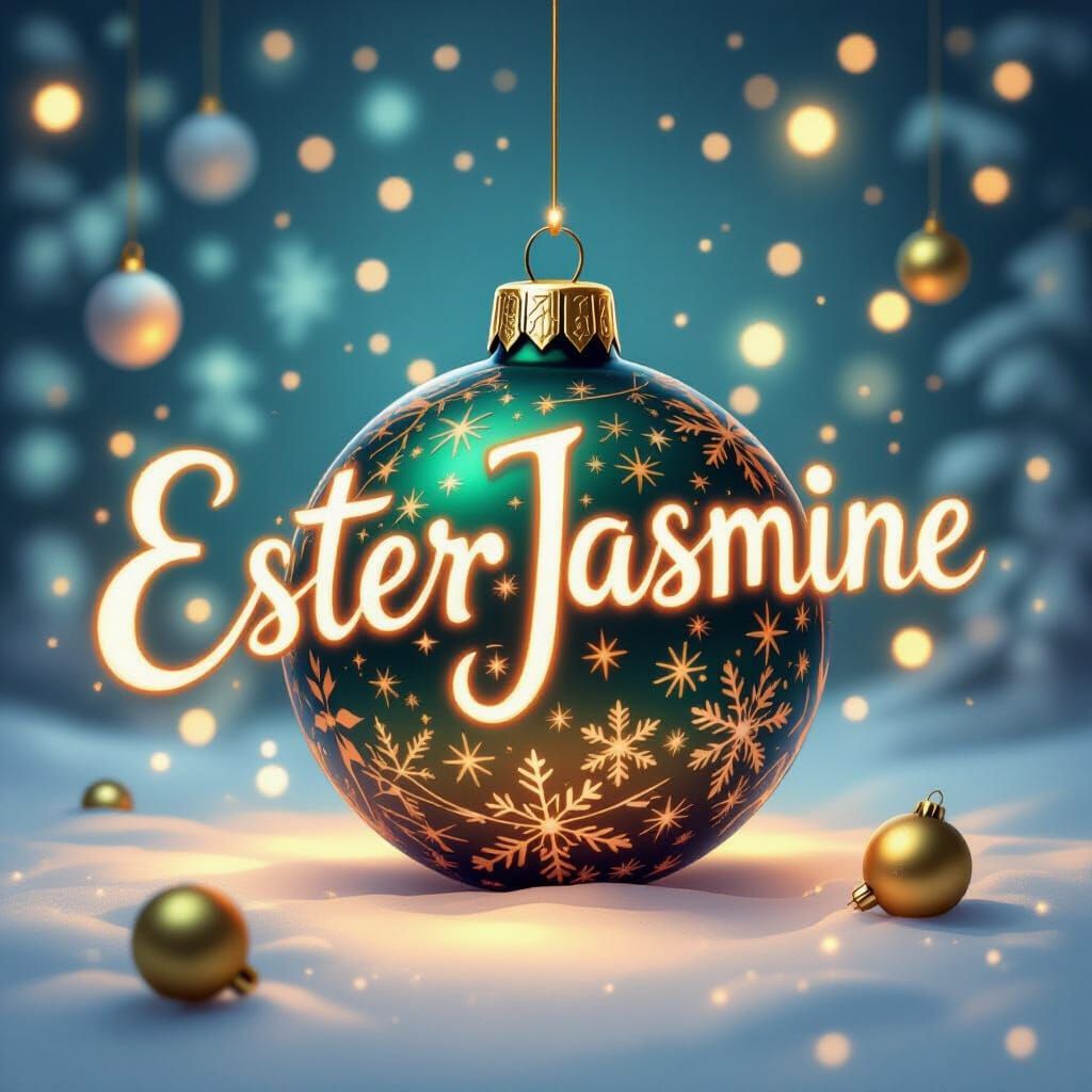 EsterJasmine Lettering with Glowing Christmas Ornaments