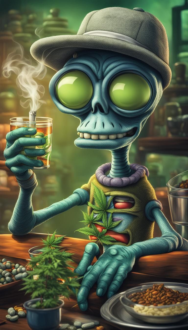 Animated Characters Smoking Weed in Rasta Style