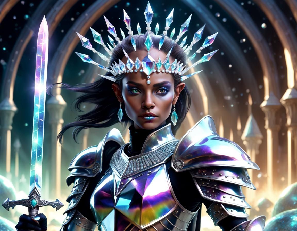 Iridescent Alien Knight Warrior with Crystal Sword