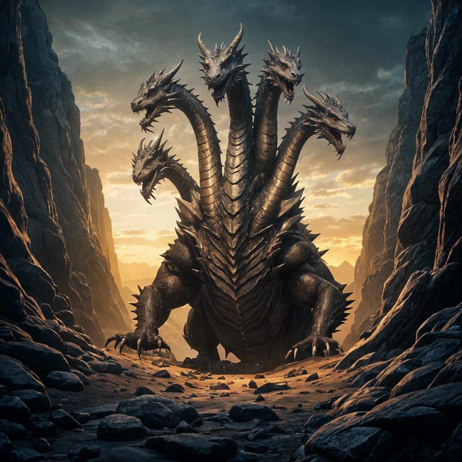 Mythic Beasts Descend into a Dark, Gnarled Ravine