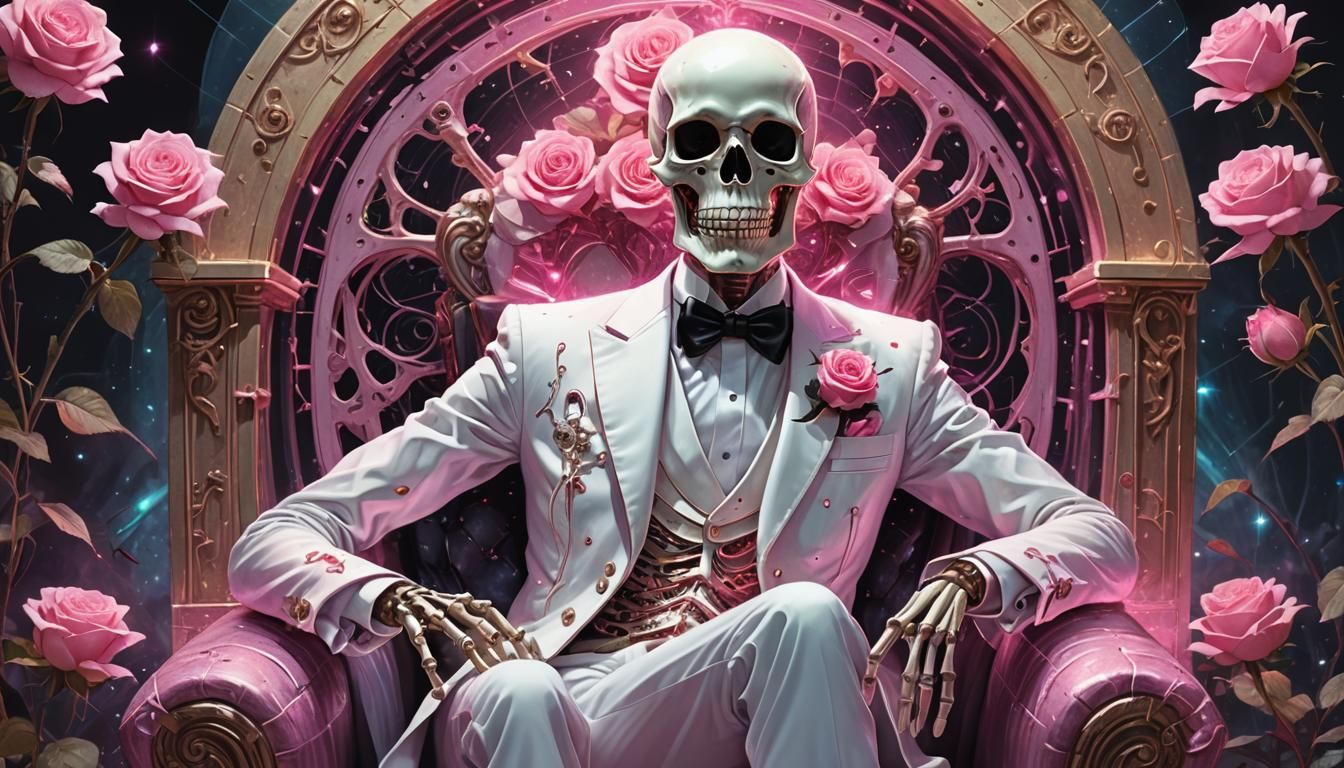 Adorable Skeleton Man in Tuxedo, Visionary Art