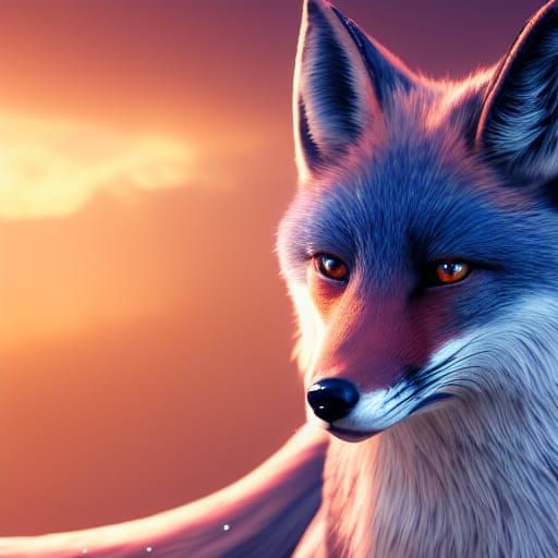 Blue-Eyed Fox in Detailed Matte Painting