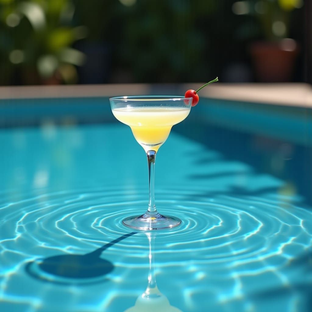Relaxing Martini Float in a Pool