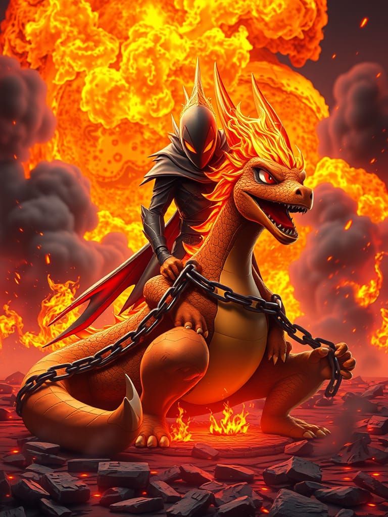 Ghost Rider and Charizard in Anime-Inspired 3D Art