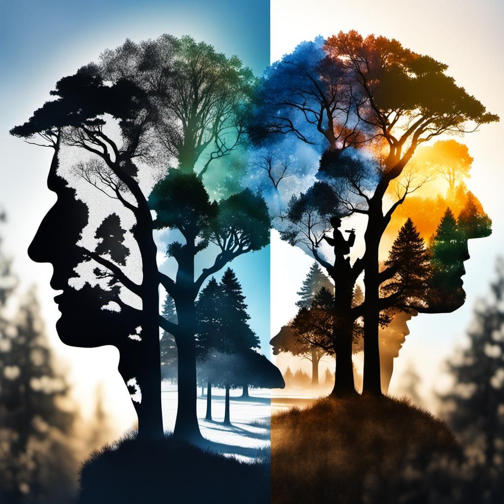 Four Seasons Double Exposure Silhouette
