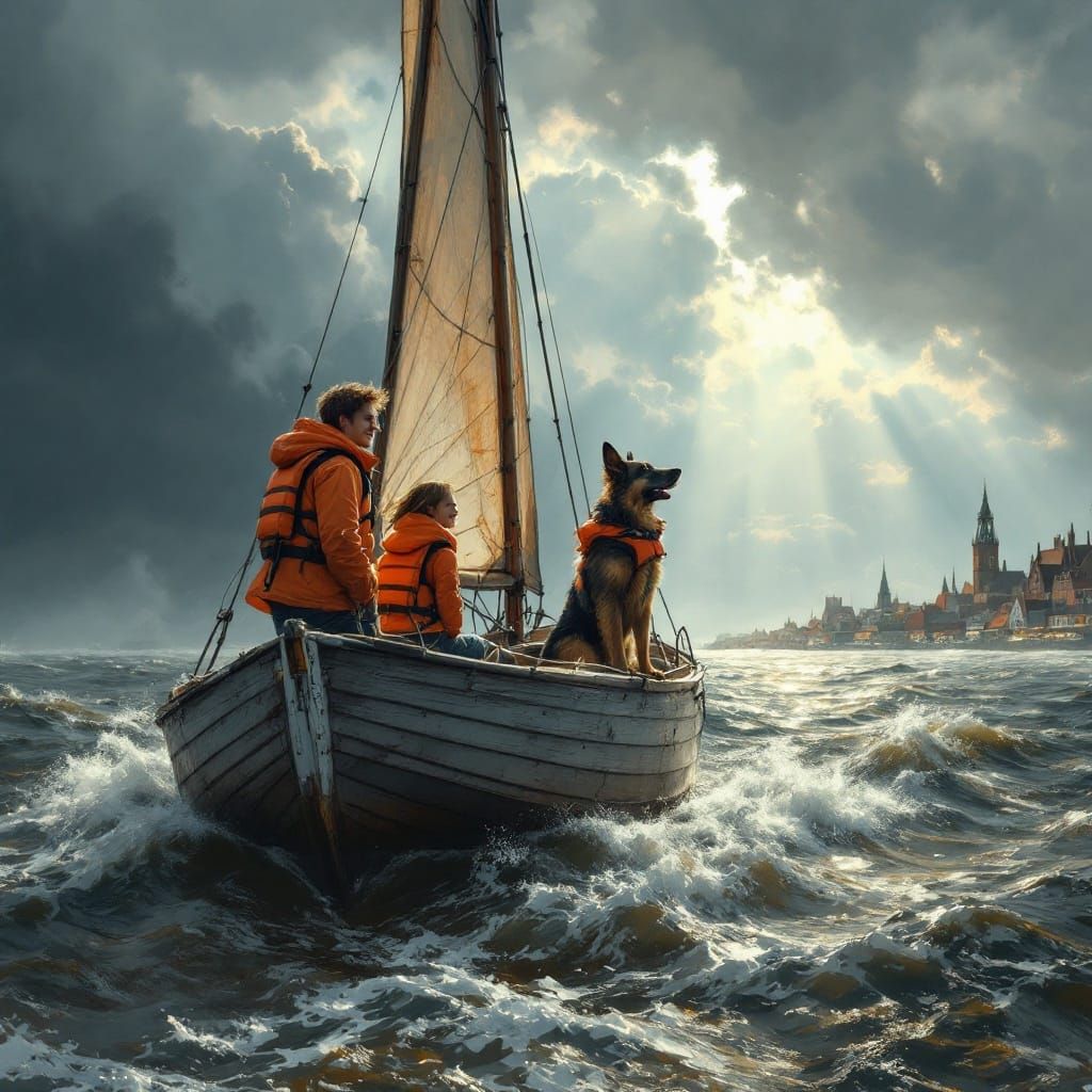 Dutch Sailing Vessel Cuts Through Turbulent Waters