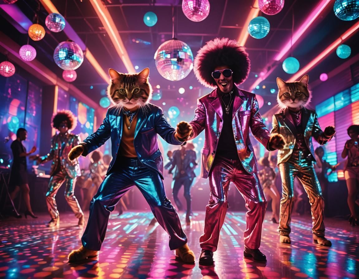 Funky Cats Dancing Disco Style