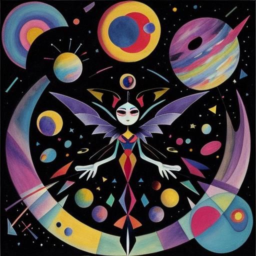 Cosmic Abstractionist Fairy in Splattered Cosmic Style