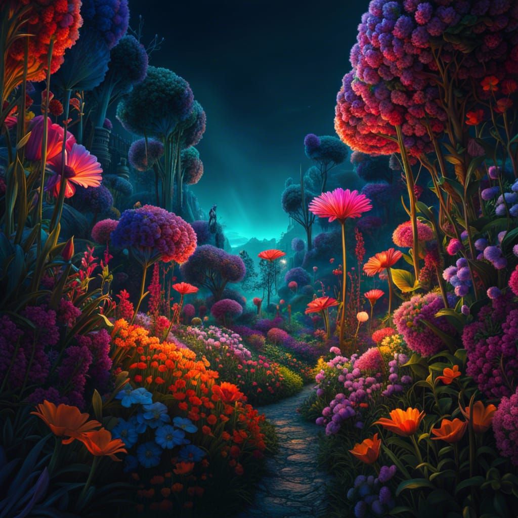 Abstract Flower Gardens in Detailed Digital Matte Painting