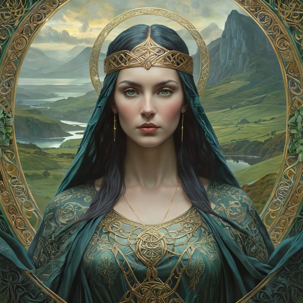 Morrigan Over British Isles in Celtic Style