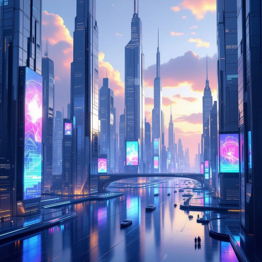 Futuristic Cloud Cityscape in Syd Mead Style