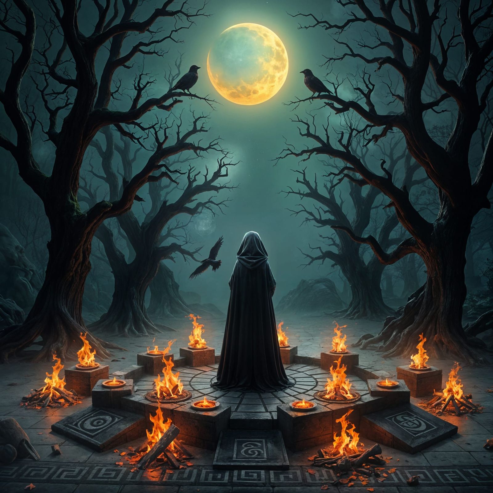 Mystical Celtic Samhain Night with Bonfires