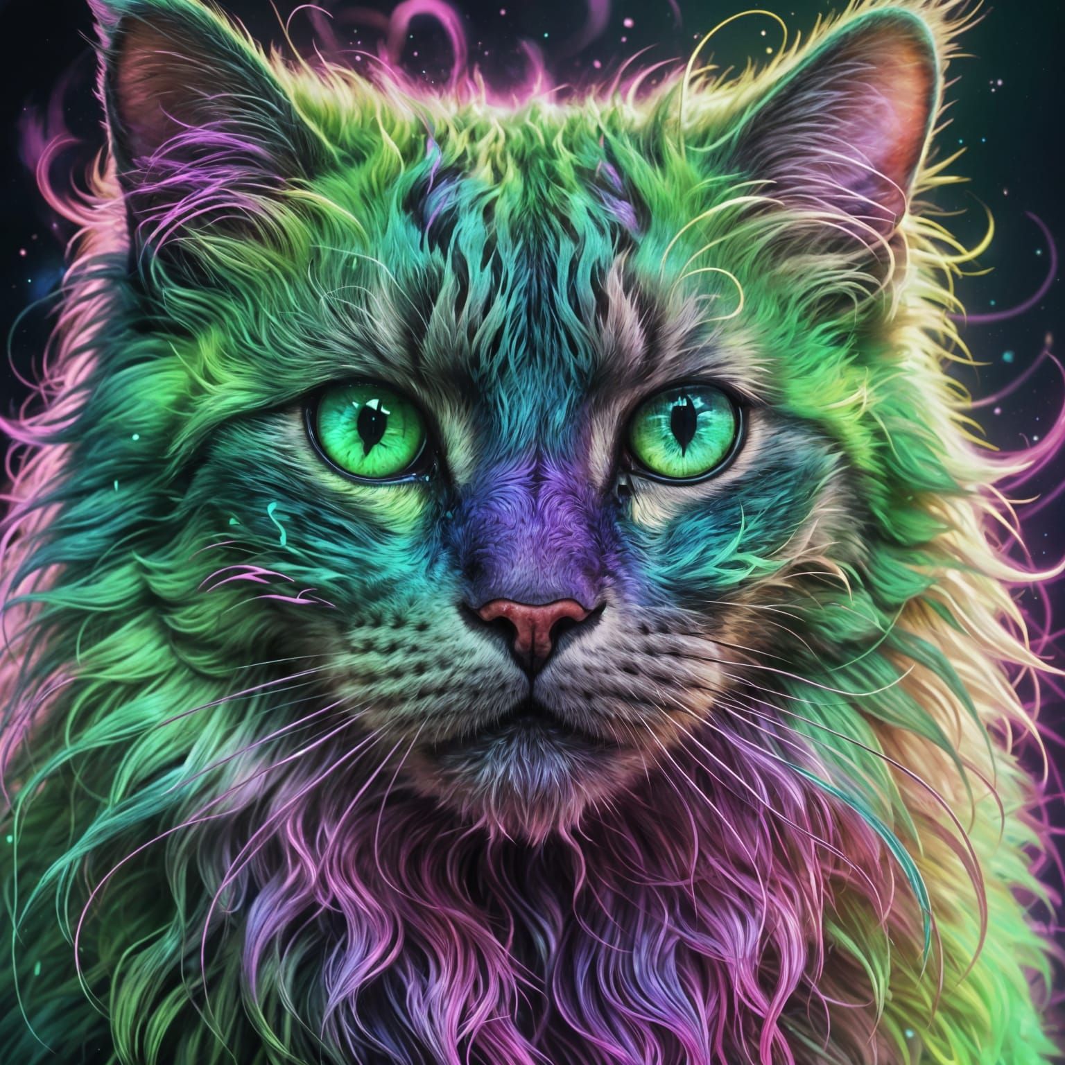 Fluorescent Cat: Detailed Fantasy Concept Art