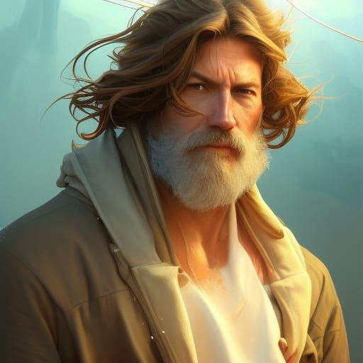 Detailed Portrait of a Fisherman in Hyperrealistic Style