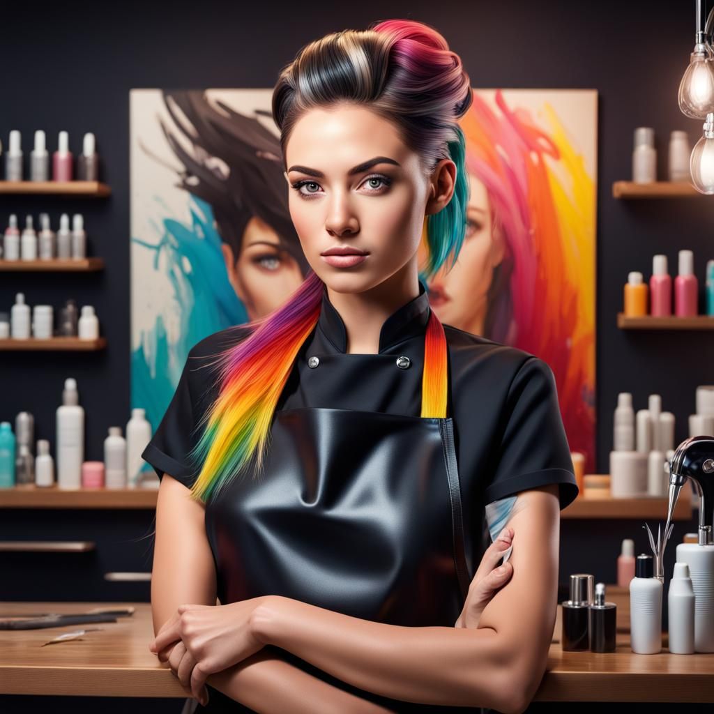 Female Hairdresser in Beauty Salon: Splash Art
