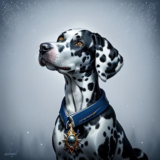 Surreal Dalmatian in Winter Wonderland: Oil Painting