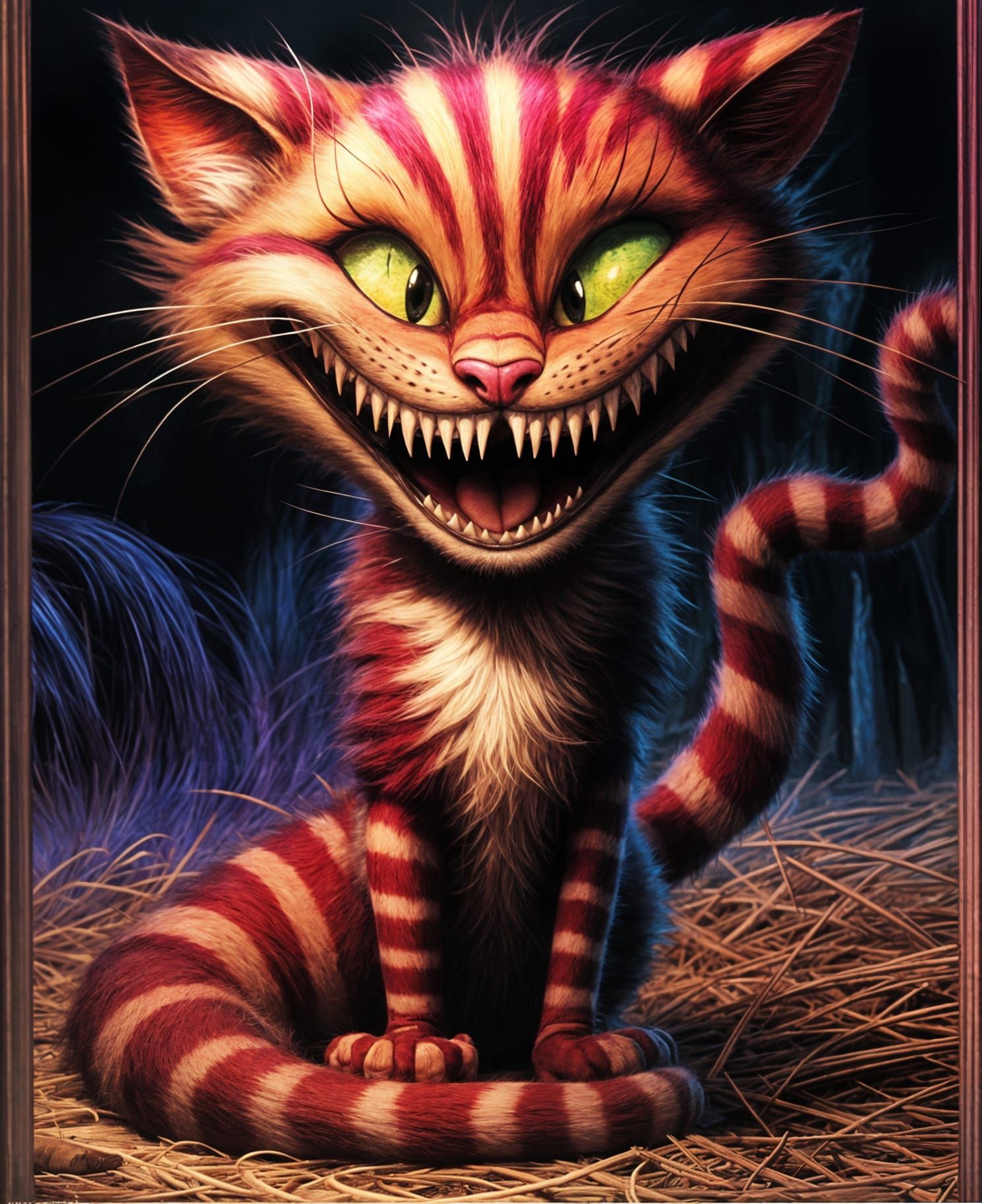 Menacing Cheshire Cat in Tim Burton Style