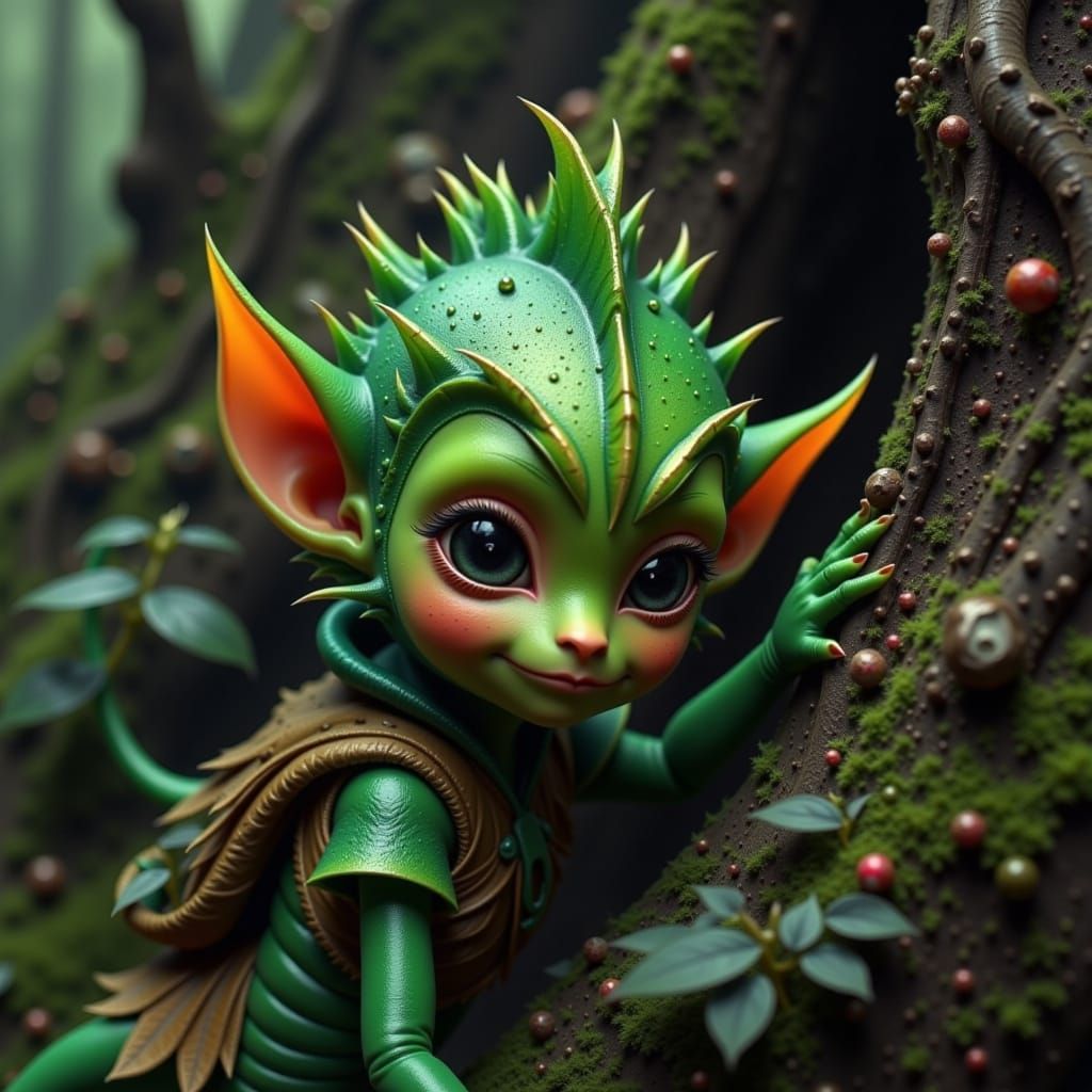 Elf with Iridescent Skin in Naturalistic Style