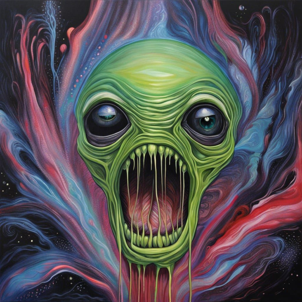 Alien Fear Drawn in Liquid Acrylic