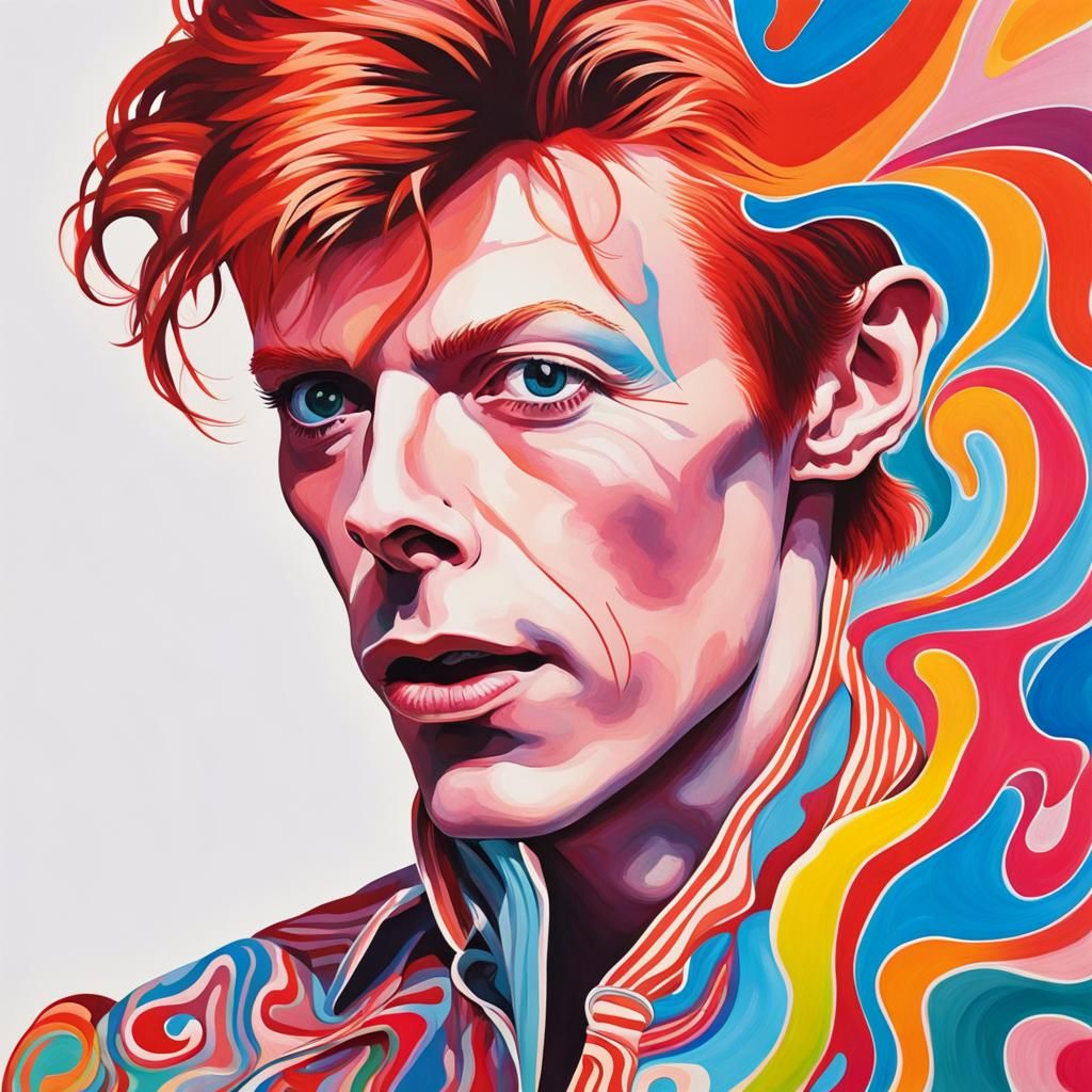 Young David Bowie in Gouache Candyland