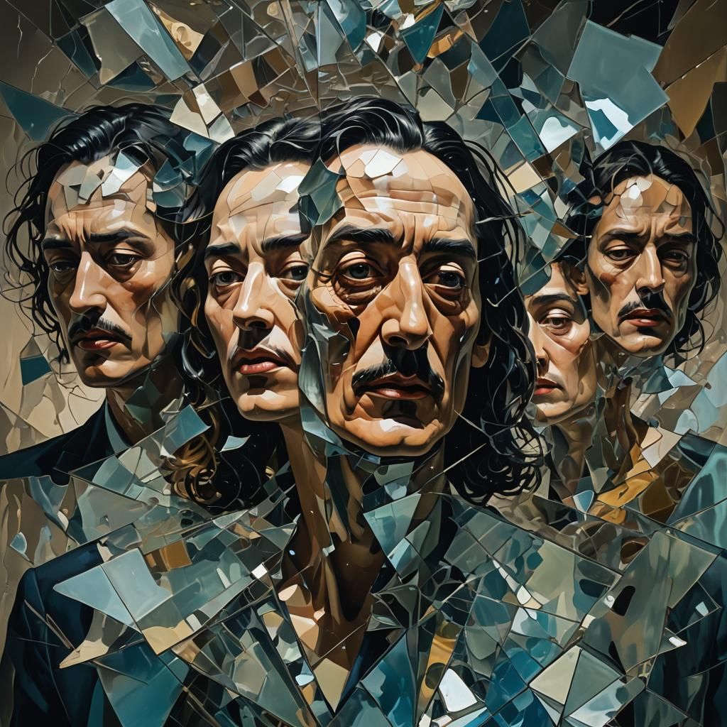 Surreal Faces in Dimly Lit Room