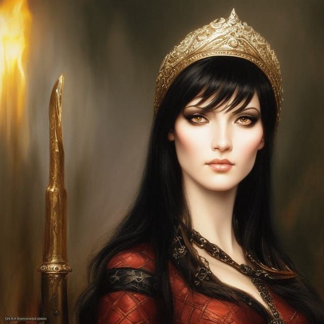 Dark Fantasy Portrait: Female Inquisitor in Tavern