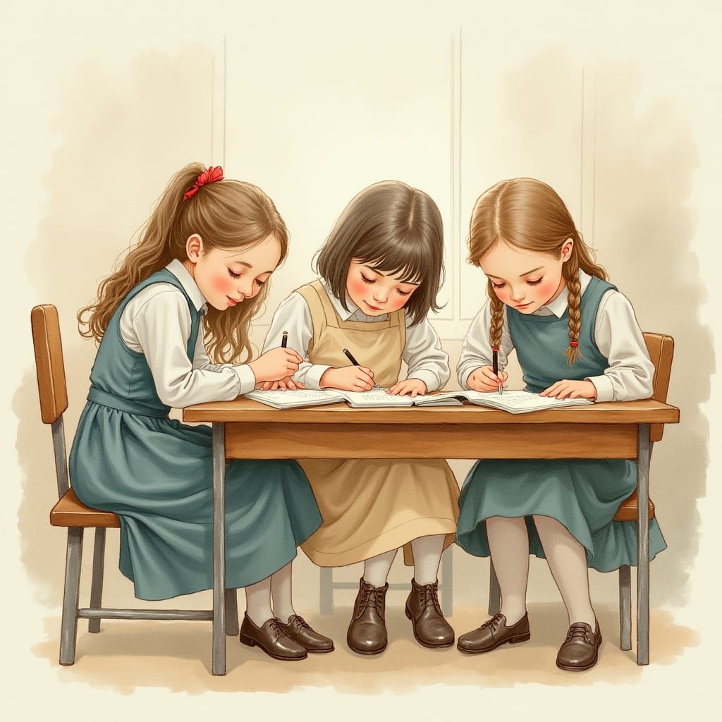 Olden day school girls