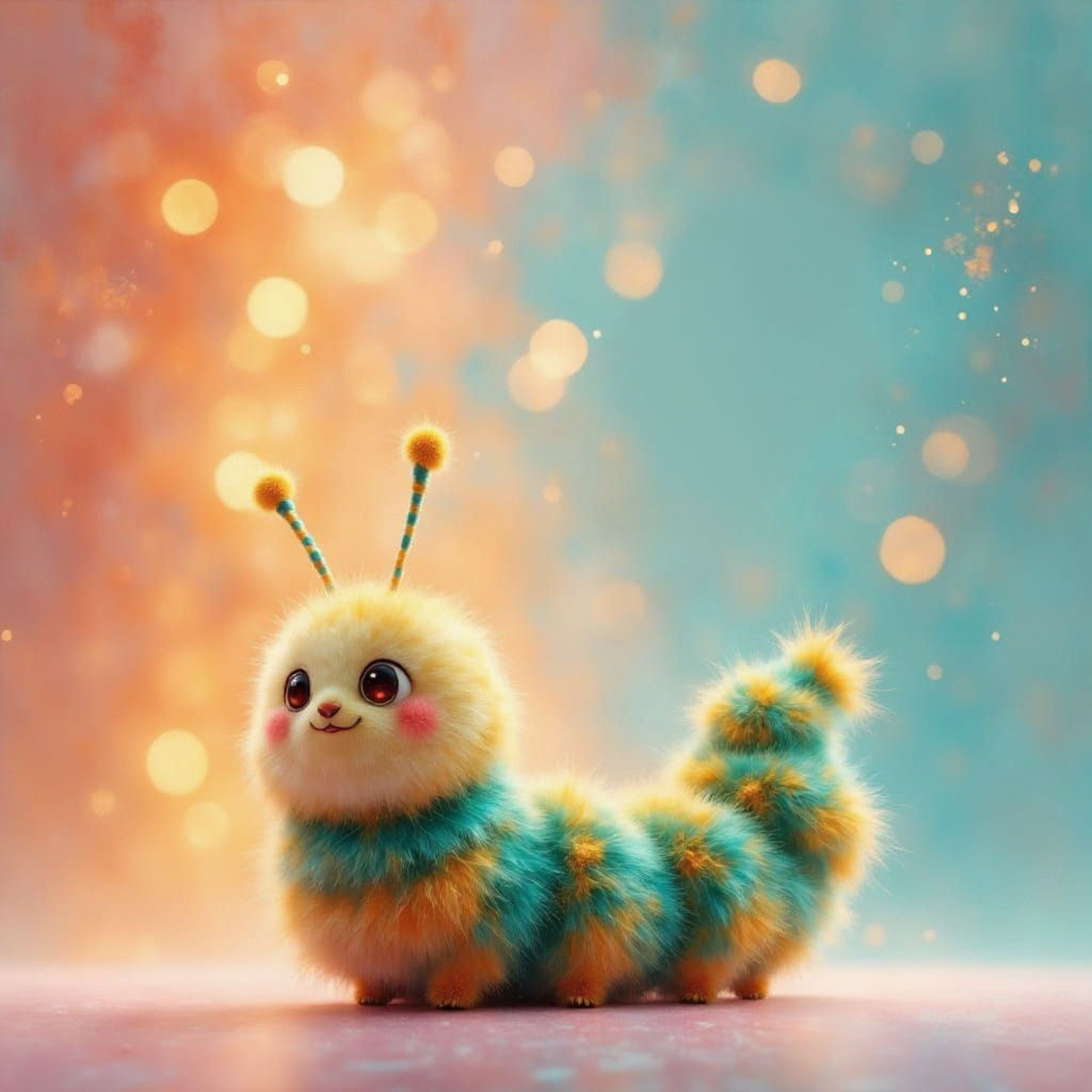 Cute Caterpillar Pokemon with Balloon in 3D Style