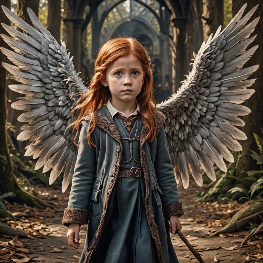 Hyperrealistic Portrait: Ginny Weasley with Wings