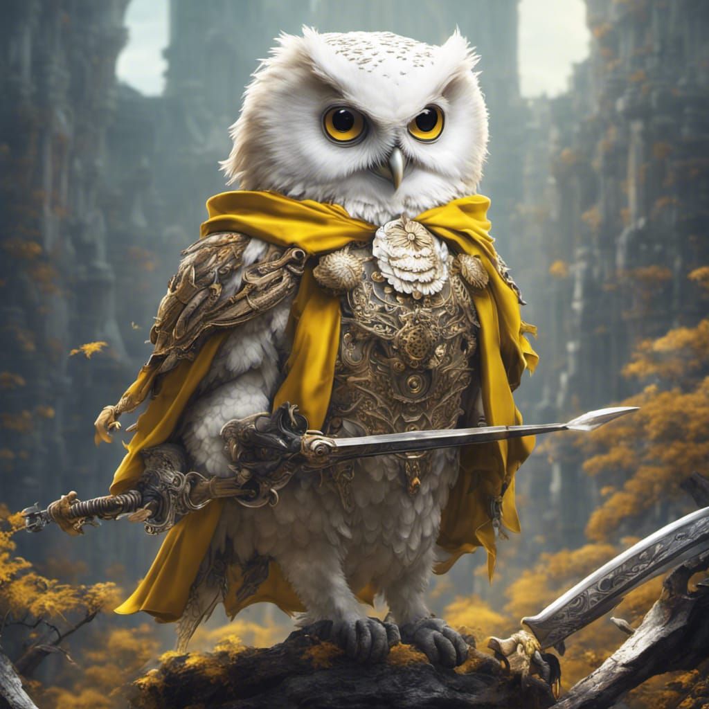 Humanoid Owl with Rapier in Detailed Fantasy Art